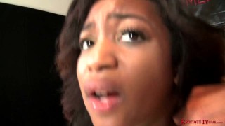 Big tit black beauty Ivy Sherwood takes huge white cock with style & class